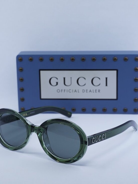 Gucci GG1722SA 005 Round Sunglasses - Transparent Dark Green\\Smoke main image 7